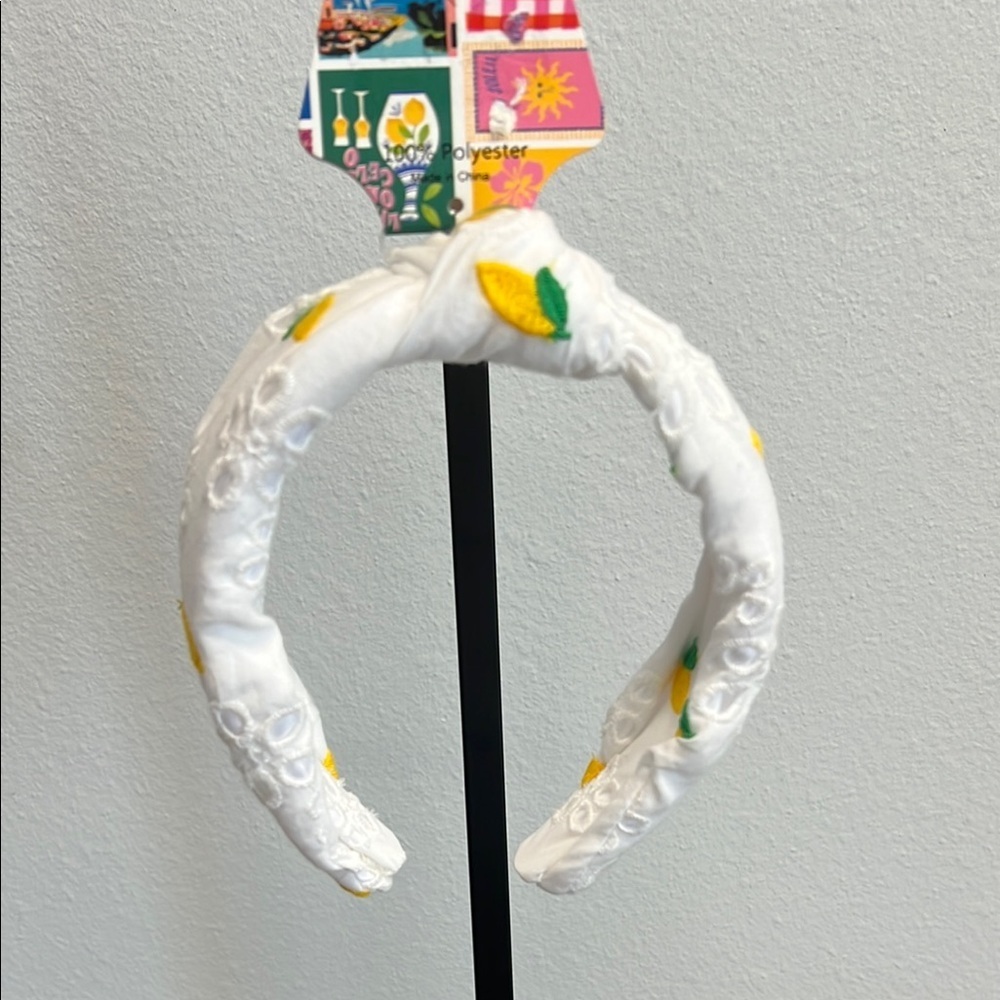 Piper K Headband with Lemon 🍋 Embroidery